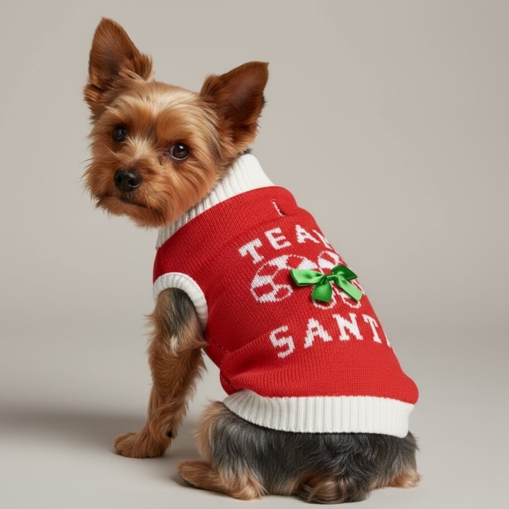 Retro Look Dog Candy Cane Christmas Sweater